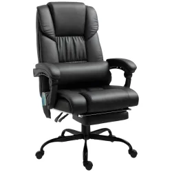 Silla de Oficina con Masaje de 6 Puntos Respaldo Alto Reclinable Altura Ajustable Reposapiés y Mando a Distancia... - Ogal.Es