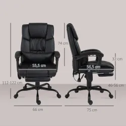 Silla de Oficina con Masaje de 6 Puntos Respaldo Alto Reclinable Altura Ajustable Reposapiés y Mando a Distancia... - Ogal.Es
