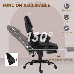 Silla de Oficina con Masaje de 6 Puntos Respaldo Alto Reclinable Altura Ajustable Reposapiés y Mando a Distancia... - Ogal.Es