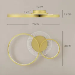 Lámpara de Techo LED 40W 3000 K/4000 K/6500 K para Dormitorio Salón Cocina Comedor Dorado - Ogal.Es