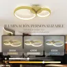 Lámpara de Techo LED 40W 3000 K/4000 K/6500 K para Dormitorio Salón Cocina Comedor Dorado - Ogal.Es