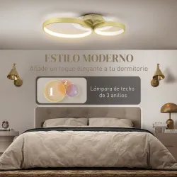 Lámpara de Techo LED 40W 3000 K/4000 K/6500 K para Dormitorio Salón Cocina Comedor Dorado - Ogal.Es