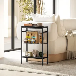 Mesa Auxiliar Estrecha de 3 Niveles con Estantes Abiertos y Estructura de Acero para Salón Dormitorio 43x18x62,5... - Ogal.Es