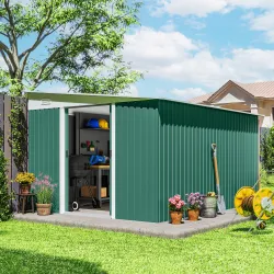 Cobertizo de Jardín Exterior 8,9 m² 280x345x201 cm con Puerta y 2 Ventanas para Almacenamiento de Herramientas V... - Ogal.Es