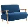 Sofá de 2 Plazas Tapizado en Borreguito 118 cm con Acolchado Grueso Reposabrazos y Patas de Madera Azul Oscuro - Ogal.Es