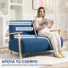 Sofá de 2 Plazas Tapizado en Borreguito 118 cm con Acolchado Grueso Reposabrazos y Patas de Madera Azul Oscuro - Ogal.Es