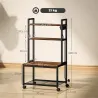 Mueble para Impresora de 4 Niveles con Estación de Carga Ruedas y Marco Metálico para Oficina Casa Marrón Rústico - Ogal.Es
