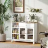 Aparador para Salón con 2 Puertas de Vidrio Cajón Compartimentos Abiertos y Estantes Ajustables 100x35x80,3 cm B... - Ogal.Es