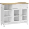 Aparador para Salón con 2 Puertas de Vidrio Cajón Compartimentos Abiertos y Estantes Ajustables 100x35x80,3 cm B... - Ogal.Es