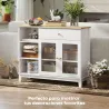 Aparador para Salón con 2 Puertas de Vidrio Cajón Compartimentos Abiertos y Estantes Ajustables 100x35x80,3 cm B... - Ogal.Es