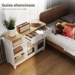 Aparador para Salón con 2 Puertas de Vidrio Cajón Compartimentos Abiertos y Estantes Ajustables 100x35x80,3 cm B... - Ogal.Es
