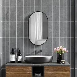 Espejo de Baño Ovalado 40x70 cm Espejo Decorativo de Pared con Marco de Aluminio para Salón Horizontal o Vertica... - Ogal.Es