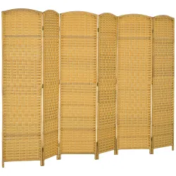 Separador de Ambientes de 6 Paneles Biombo Plegable 270x180 cm Pantalla de Privacidad de Polipropileno Natural - Ogal.Es