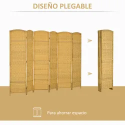 Separador de Ambientes de 6 Paneles Biombo Plegable 270x180 cm Pantalla de Privacidad de Polipropileno Natural - Ogal.Es