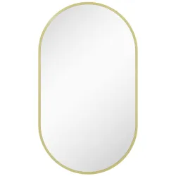 Espejo de Baño Ovalado 40x70 cm Espejo Decorativo de Pared con Marco de Aluminio para Salón Horizontal o Vertica... - Ogal.Es