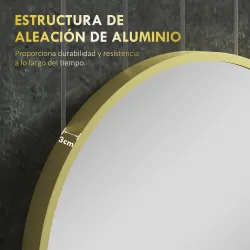 Espejo de Baño Ovalado 40x70 cm Espejo Decorativo de Pared con Marco de Aluminio para Salón Horizontal o Vertica... - Ogal.Es
