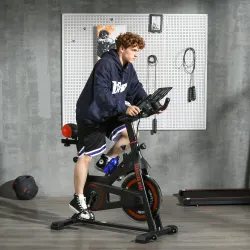 Bici Estática con Resistencia Regulable Volante de Inercia 8 kg Pantalla LCD Manillar y Asiento Ajustable Negro ... - Ogal.Es