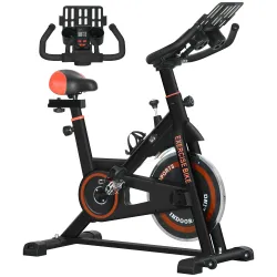 Bici Estática con Resistencia Regulable Volante de Inercia 8 kg Pantalla LCD Manillar y Asiento Ajustable Negro ... - Ogal.Es