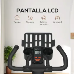 Bici Estática con Resistencia Regulable Volante de Inercia 8 kg Pantalla LCD Manillar y Asiento Ajustable Negro ... - Ogal.Es