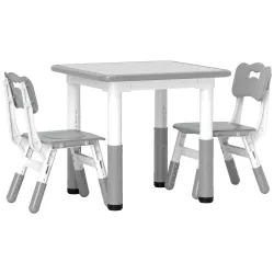 Conjunto de Mesa y 2 Sillas Infantiles Ajustables en Altura para Niños de 18 Meses a 5 Años Fácil de Limpiar - Ogal.Es