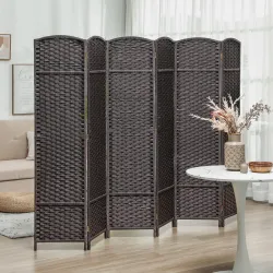 Biombo Separador de Ambientes de 6 Paneles Biombo Plegable 240x170 cm para Salón Dormitorio Oficina Marrón - Ogal.Es
