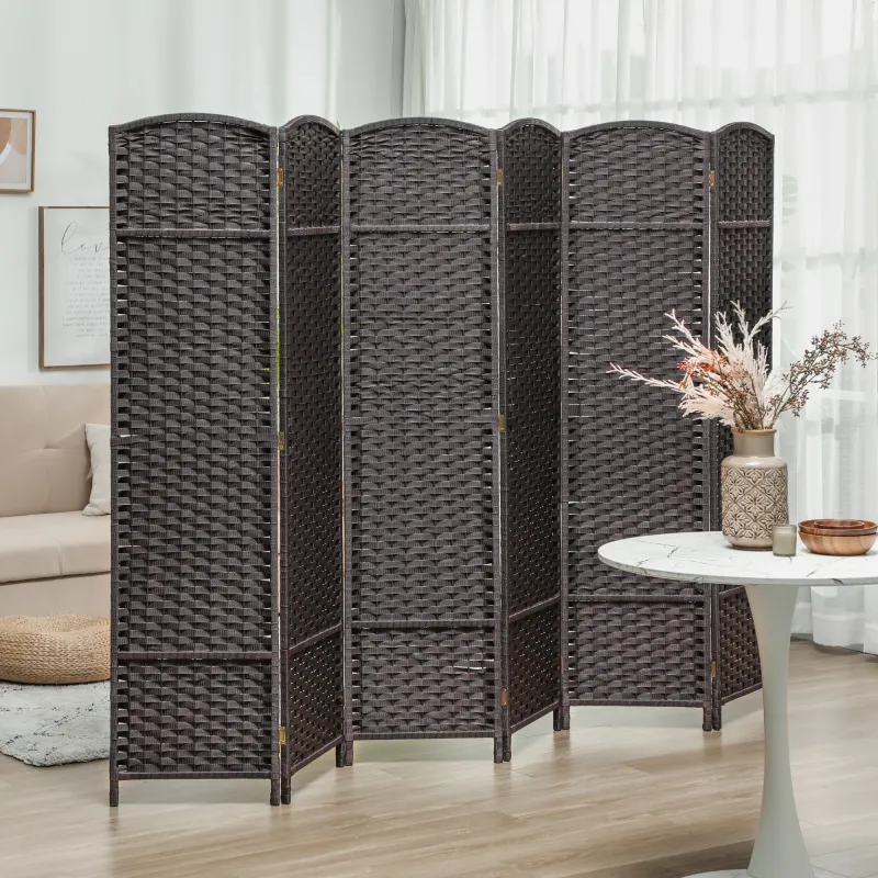 Biombo Separador de Ambientes de 6 Paneles Biombo Plegable 240x170 cm para Salón Dormitorio Oficina Marrón - Ogal.Es