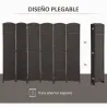 Biombo Separador de Ambientes de 6 Paneles Biombo Plegable 240x170 cm para Salón Dormitorio Oficina Marrón - Ogal.Es