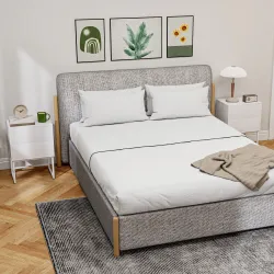 Pack de 2 Mesitas de Noche Estrechas con 2 Cajones Apertura por Presión y Patas de Acero 40x30x55 cm Blanco - Ogal.Es