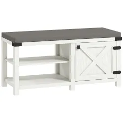 Zapatero con Asiento Compartimentos para 7 Pares de Zapatos para Entrada Salón Dormitorio 100x40x48 cm Blanco Gr... - Ogal.Es