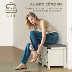 Zapatero con Asiento Compartimentos para 7 Pares de Zapatos para Entrada Salón Dormitorio 100x40x48 cm Blanco Gr... - Ogal.Es