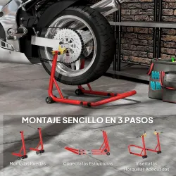 Caballete Elevador Universal Soporte Rueda Trasera Moto de Acero Robusta Carga 544 kg con Horquillas en U y L Aj... - Ogal.Es