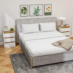Pack de 2 Mesitas de Noche Estrechas de 3 Cajones Cajoneras para Salón Pasillo 40x30x59,5 cm Blanco - Ogal.Es