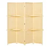 Biombo Separador de Ambientes Plegable de 4 Paneles con 2 Estantes Extraíbles para Dormitorio 180x180 cm Natural - Ogal.Es