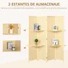 Biombo Separador de Ambientes Plegable de 4 Paneles con 2 Estantes Extraíbles para Dormitorio 180x180 cm Natural - Ogal.Es
