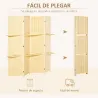 Biombo Separador de Ambientes Plegable de 4 Paneles con 2 Estantes Extraíbles para Dormitorio 180x180 cm Natural - Ogal.Es