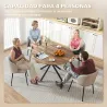 Mesa de Comedor Redonda para 4 Personas con Estructura de Acero Ø120x75 cm Marrón Oscuro - Ogal.Es