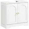 Mueble bajo Lavabo con 2 Puertas con Diseño de Arco Estante Ajustable Tiradores Dorados 60x30x65 cm Blanco - Ogal.Es