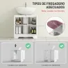 Mueble bajo Lavabo con 2 Puertas con Diseño de Arco Estante Ajustable Tiradores Dorados 60x30x65 cm Blanco - Ogal.Es