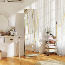 Espejo de Pie Cuerpo Entero de Aleación de Aluminio Espejo de Pared con 2 Formas de Uso Rectangular 50x161,5x2 c... - Ogal.Es
