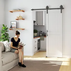 Puerta Corredera de Granero con Herrajes Manija Rodillo y Guía de Suelo Mejorados para Baño Salón 71,5x213,4 cm ... - Ogal.Es