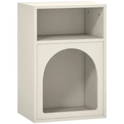 Mesilla de Noche Estrecha con 2 Compartimentos Abiertos Diseño en Forma de Arco 40x30x60 cm Crema - Ogal.Es