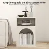 Mesilla de Noche Estrecha con 2 Compartimentos Abiertos Diseño en Forma de Arco 40x30x60 cm Crema - Ogal.Es