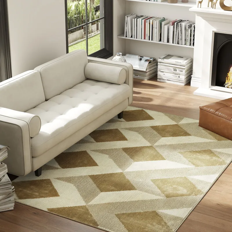 Alfombra Lavable en Lavadora Pelo Corto 170x120 cm Estilo Moderno Tapete para Sala de Estar Dormitorio Comedor C... - Ogal.Es