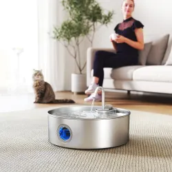 Fuente para Gatos de Acero Inoxidable 7L Fuente de Agua para Mascotas Silencioso Automático con Sistema de Filtros - Ogal.Es