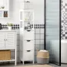 Armario Alto de Baño Estrecho con 3 Cajones y 2 Estantes Abiertos Estilo Moderno 30x30x141,6 cm Blanco - Ogal.Es