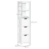 Armario Alto de Baño Estrecho con 3 Cajones y 2 Estantes Abiertos Estilo Moderno 30x30x141,6 cm Blanco - Ogal.Es