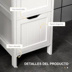 Armario Alto de Baño Estrecho con 3 Cajones y 2 Estantes Abiertos Estilo Moderno 30x30x141,6 cm Blanco - Ogal.Es