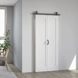 Puerta Plegable Corredera con Herrajes Acabado Personalizable Tirador Fácil Montaje 90x210 cm Blanco - Ogal.Es