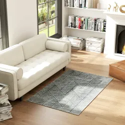 Alfombra Salón 170x120 cm Lavable en Lavadora Pelo Corto Estilo Moderno Tapete para Sala de Estar Dormitorio Gri... - Ogal.Es