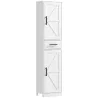 Armario Alto de Baño Estrecho con 2 Puertas 1 Cajón y 2 Estantes Ajustables Estilo Rústico 40x30x170 cm Blanco - Ogal.Es